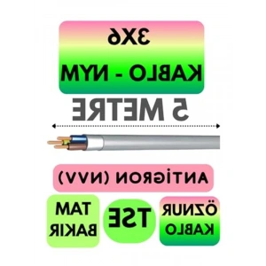 Öznur 3x6 NYM Antigron Kablo, 5 Metre Uzunluk, Gri
