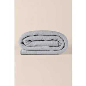 Pamuklu Çift Kişilik Battaniye 200x220 cm - Gri Mavi