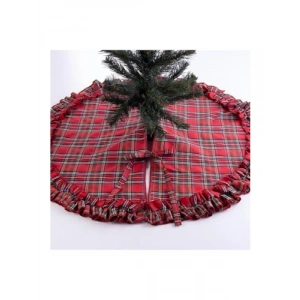 Pamuklu Ekose Yılbaşı Çam Ağacı Örtüsü 60 cm