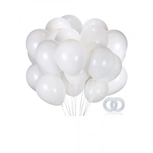 Parlak Metalik Helyum Balon Seti, 10 Adet Beyaz