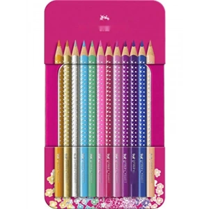 Parlak Renkli Boya Kalemi Seti - 12 Renk, Metal Kutu