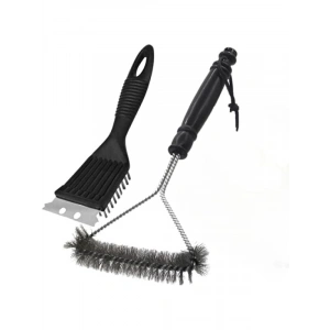 Paslanmaz Çelik Mangal Temizlik Fırçası – Ergonomik Saplı 2’si 1 Arada