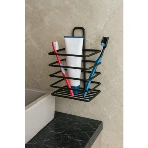 Paslanmaz Çelik Mat Siyah Diş Fırçalık - Duvar Tipi Organizer
