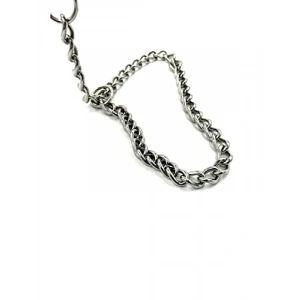 Paslanmaz Çelik Zincir Köpek Eğitim Tasması - Orta Boy, Gümüş