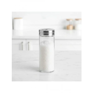 Paslanmaz Metal Kapaklı Cam Baharatlık, 14 cm