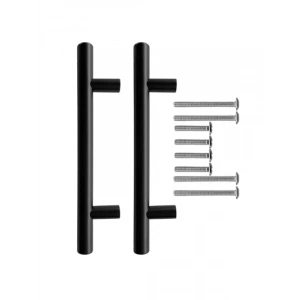 Paslanmaz Metal Kulp - Mutfak ve Banyo İçin, 2 Adet, Mat Siyah