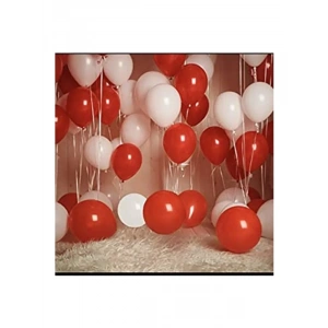 Pastel Kırmızı Beyaz Lateks Balon Seti, 50 Adet