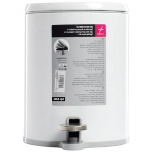 Pedallı 6 Lt Beyaz Çöp Kovası, Gri İç