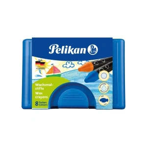 Pelikan 666 Wax Crayon Aquarel Yuvarlak Pastel Boya 8 Renk Plastik Çantalı