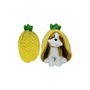 Peluş Ananas Şeklinde Köpek Oyuncağı - 30 Cm, Sarı/Kahverengi