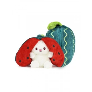 Peluş Çilek Tavşan, Fermuarlı Çantada Nakışlı 40 cm Eğlenceli Tasarım
