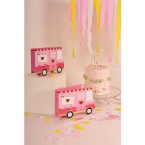 Pembe Kamyon Tasarımlı Katlanabilir Hediye Kutusu - 2 Adet