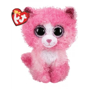 Pembe Kıvırcık Saçlı Kedi Figürü, 15 cm