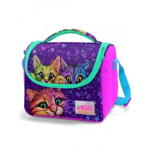 Pembe Mor Kediler Temalı Okul Beslenme Çantası, Isı Yalıtımlı
