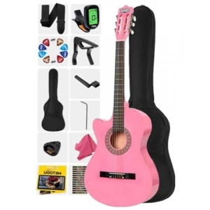 Pembe Renk Kesik Klasik Gitar 4/4 Yetişkin Boy Set