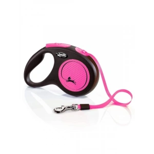 Pembe Renkli 5 Metre Geri Çekilebilen Şerit Tasma (S Beden)