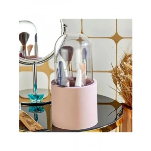 Pembe Renkli Bölmeli Makyaj Organizeri, Şeffaf Kapaklı