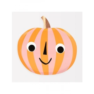 Pembe & Turuncu Çizgili Balkabağı Tabak Seti - 8li