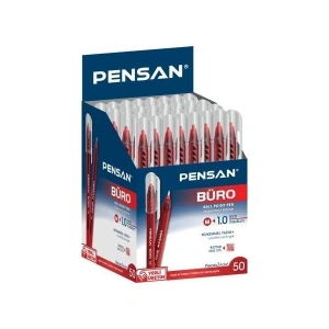 Pensan 2270 Büro 1 mm Kırmızı Tükenmez Kalem 50li Kutu