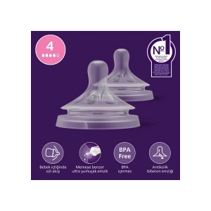 Philips Avent Doğal Tepkili 2li Biberon Emziği, 4 Numara, SCY964/02