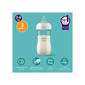 Philips Avent Doğal Tepkili Cam Biberon, 240ml, 3-6 Ay, SCY933/01