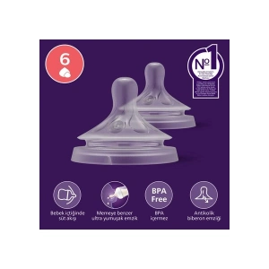 Philips Avent Doğal Tepkili Silikon Biberon Emziği 6 Numara Orta Akış 6+ Ay 2li Paket