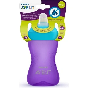 Philips Avent Yumuşak Uçlu Alıştırma Bardağı 300 ml 9+ Ay Mor Ergonomik Tasarım ve Sızdırmazlık SCF802/02