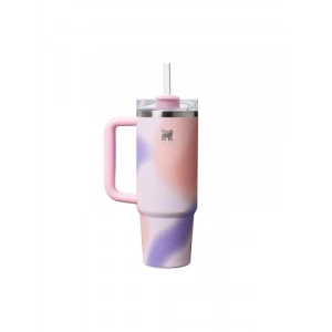 Pipetli Termos Bardak, 0.89 Litre Kapasite, Pembe Desenli