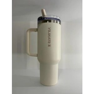 Pipetli Termos Bardak, 1.18 Litre, Krem Renk