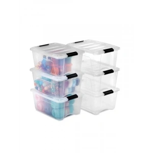 Plastik Kutu Düzenleyici, 6lı Paket, Klipsli, 6 x 15 L, Şeffaf