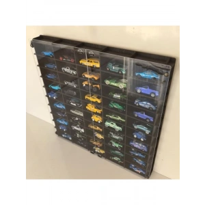 Pleksi Kapaklı 1/64 Ölçekli Model Araç Rafı, 50 Araç Kapasitesi