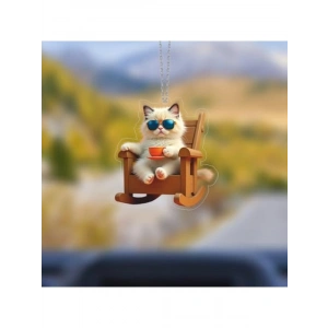 Pleksi Malzemeden Kedi Figürlü Araba Aksesuarı, UV Baskılı Tasarım