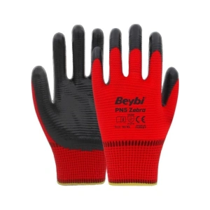 Pn5 Zebra Polyester Örme Nitril Eldiven No:10- 12 Çift