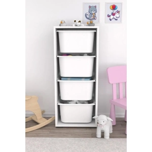 Pratico 4 Büyük Beyaz Sepetli Oyuncak Dolabı