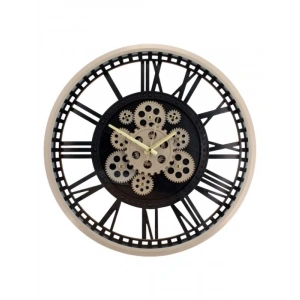 Premium Metal Görünümlü Dönen Çarklı Duvar Saati 50x50 cm