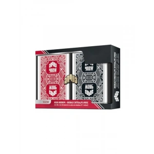 Premium PVC Poker Kart Seti - İki Deste (Kırmızı, Siyah)