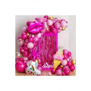 Prenses Temalı Pembe Balon Çelenk Kiti, Doğum Günü Kutlamaları İçin