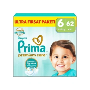 Prima PremiumCare Bebek Bezi Fırsat Paketi 6 Numara 62 Adet Bez