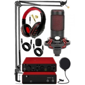 Profesyonel Ses Kartlı Condenser Mikrofon ve Kulaklık Seti