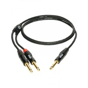 Profesyonel Siyah TRS - 2x TS Altın Uçlu Y Kablo 6m