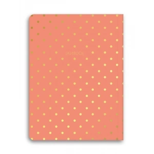 Puantiyeli Mini Defter - Çizgili, Mercan Renk, 14x20 cm