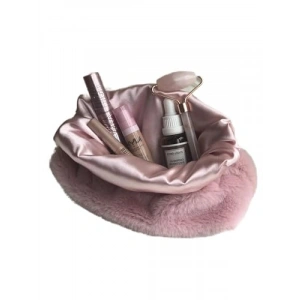 Pudra Pembe Peluş Makyaj Çantası