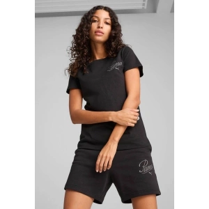 Puma ESS SCRIPT Tee Siyah Kadın Kısa Kol T-Shirt