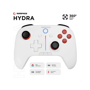 Rampage HYDRA Beyaz BT + 2.4 GHz PC Gamepad RGB Joypad
