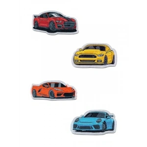 Renkli Arabalar Temalı Ütüyle Yapışan Arma Seti (4 ADET)