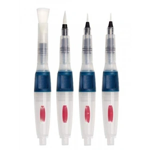 Renkli Basma Düğmeli Sulu Boya Fırçası Seti