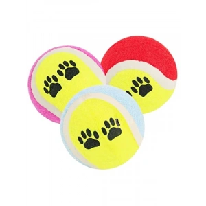 Renkli Desenli Tenis Topu - 3lü Set, Kedi & Köpek Oyuncağı
