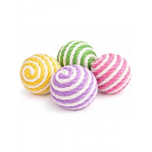 Renkli İpli Kedi Oyuncağı Seti, 2 Adet 4 cm Top