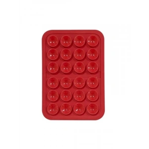 Renkli Kare Tasarımlı Silikon Telefon Tutucu Ped, Kırmızı