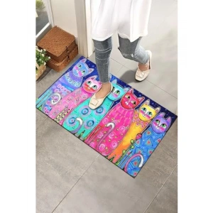 Renkli Kediler Temalı Kapı Paspası ile Eğlenceli Bir Karşılama
